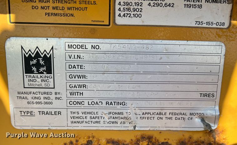 image for item DR1342 2010 Trail King TK54MG-482  lowboy equipment trailer