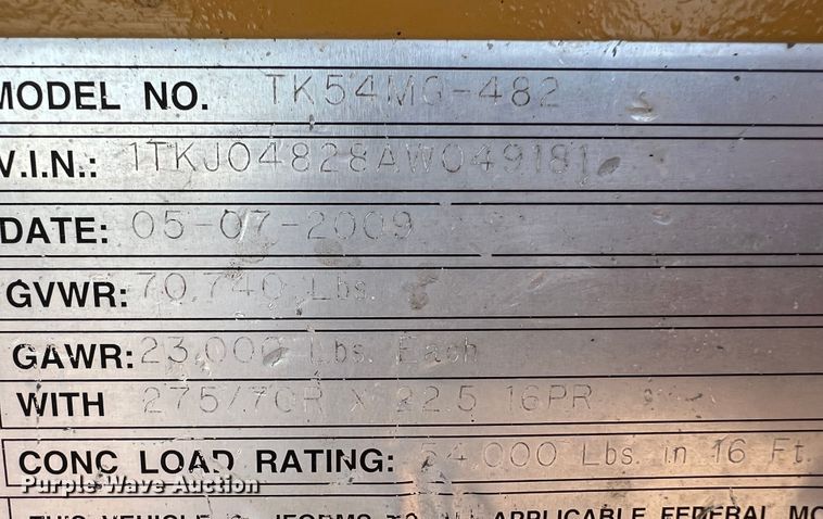 image for item DR1342 2010 Trail King TK54MG-482  lowboy equipment trailer