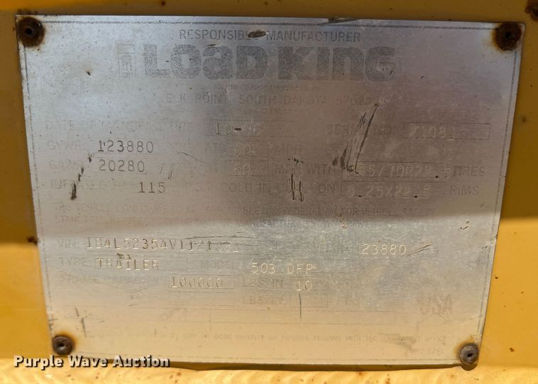 image for item DR1372 1997 Load King 503 DFP  lowboy equipment trailer