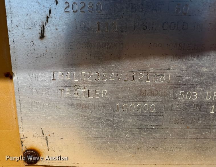 image for item DR1372 1997 Load King 503 DFP  lowboy equipment trailer