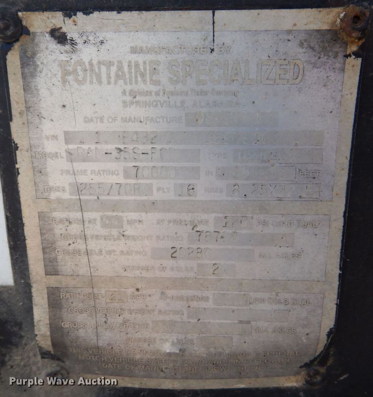 image for item DS8024 2002 Fontaine Ram35  lowboy equipment trailer