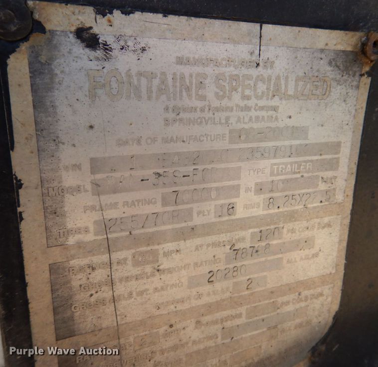 image for item DS8024 2002 Fontaine Ram35  lowboy equipment trailer