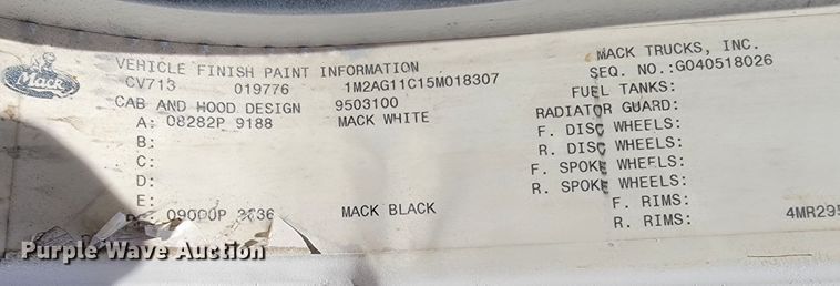 image for item JL9448 2005 Mack Granite  fuel truck