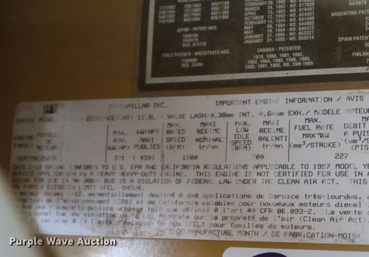 image for item KR9806 1997 Caterpillar C12  engine