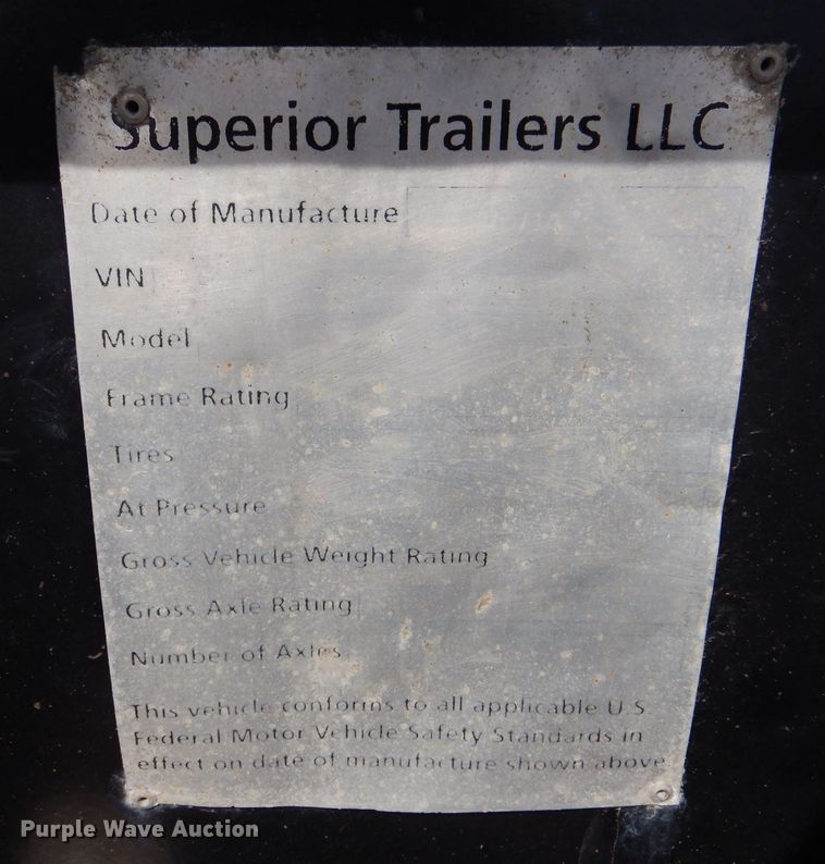 image for item LJ9819 2015 Superior  stinger axle