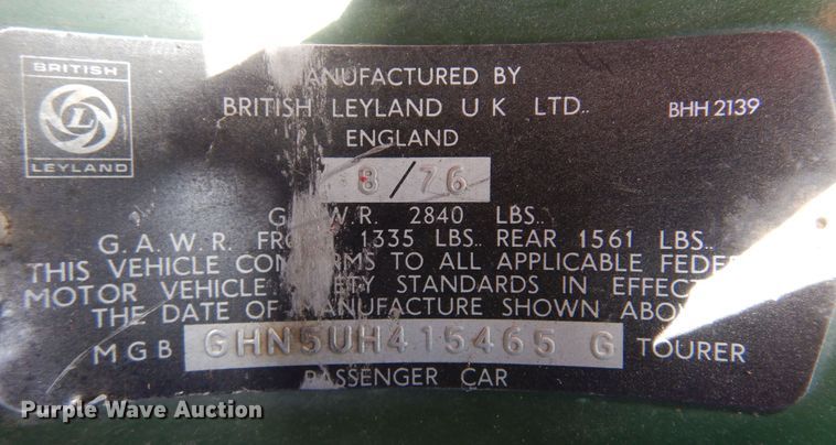 image for item DK0917 1977 MG MGB  convertible