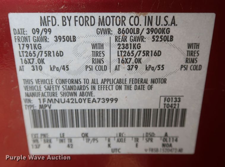 image for item DK3695 2000 Ford Excursion Limited  SUV