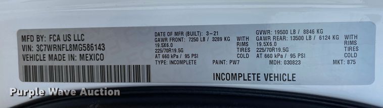 image for item DM4127 2021 Dodge Ram 5500HD Crew Cab flatbed truck