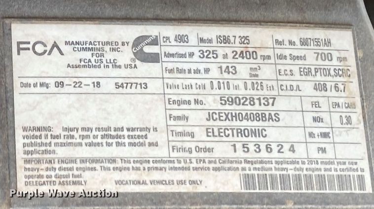 image for item DM4128 2018 Dodge Ram 5500HD flatbed truck