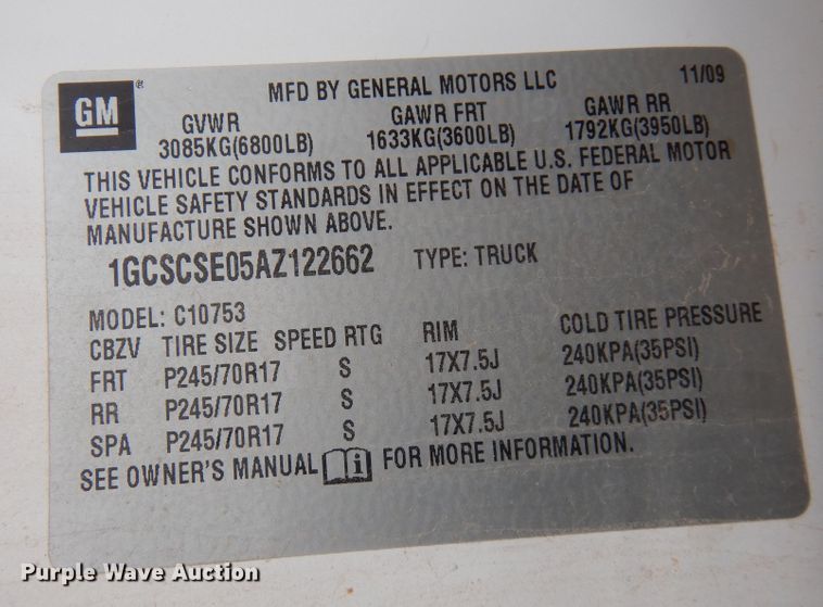 image for item DN0296 2010 Chevrolet Silverado 1500  Ext. Cab pickup truck