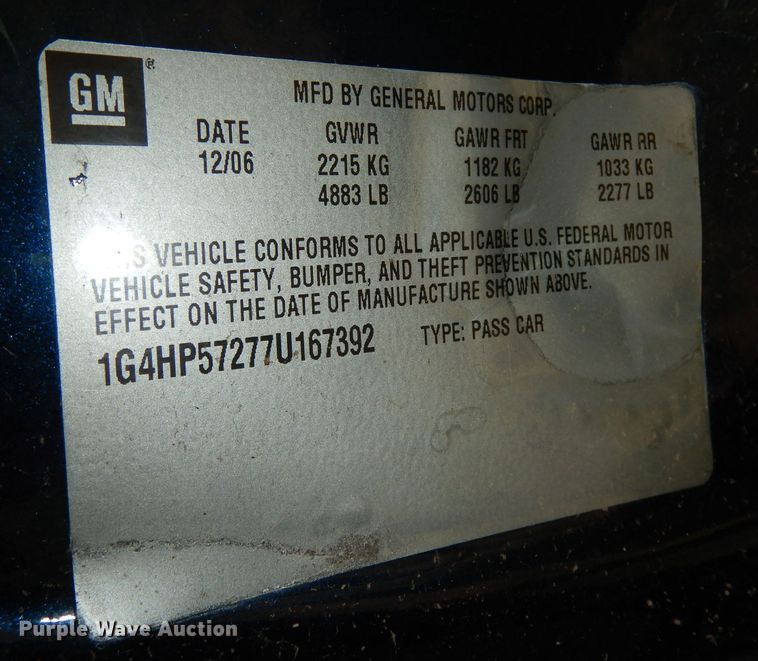 image for item DN1566 2007 Buick Lucerne CX