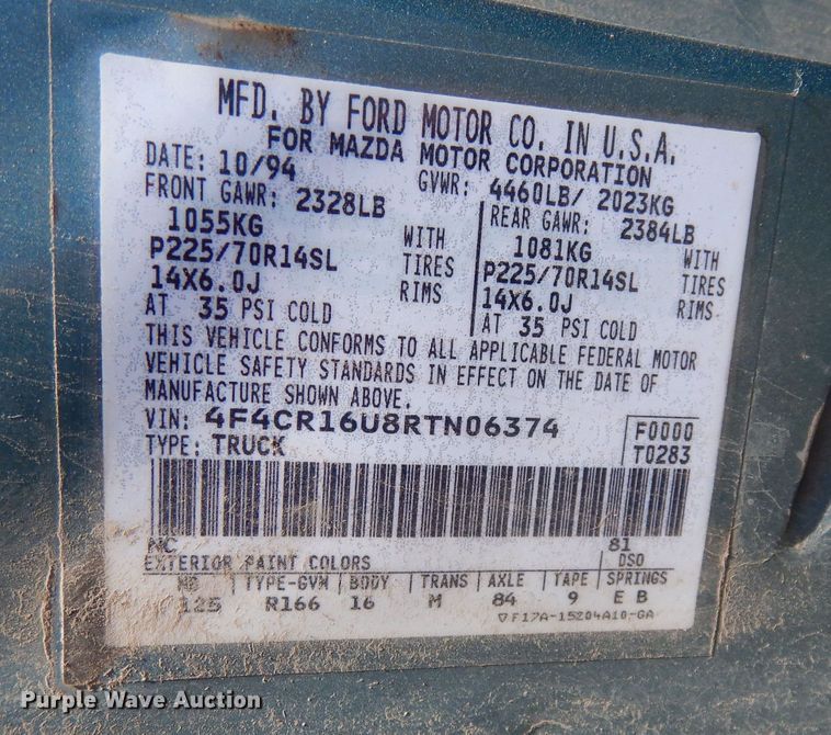 image for item DN1568 1994 Mazda B3000  pickup truck