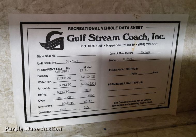 image for item DN6803 2004 Gulf Stream Sun Voyager 8378MXG  RV