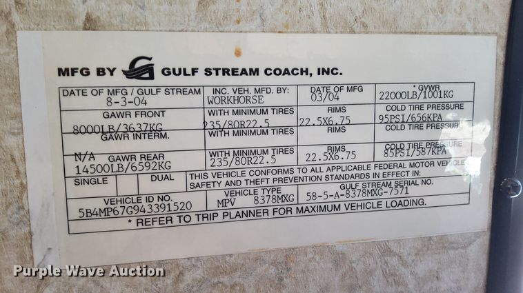 image for item DN6803 2004 Gulf Stream Sun Voyager 8378MXG  RV