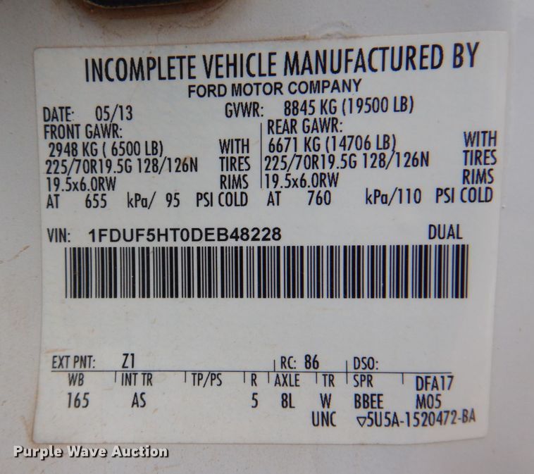 image for item DP4044 2013 Ford F550  truck cab and chassis