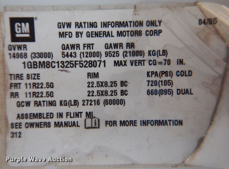 image for item DS8026 2005 Chevrolet C8500  flatbed truck