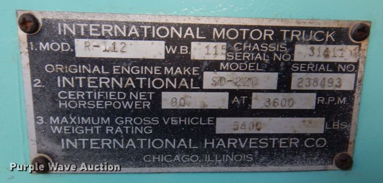 image for item IM9962 1954 International R112  pickup truck