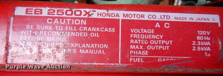 image for item JH9778 Honda EB2500X  generator