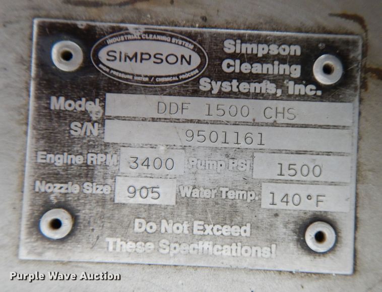 image for item JH9809 Simpson DDF1500CHS  pressure washer