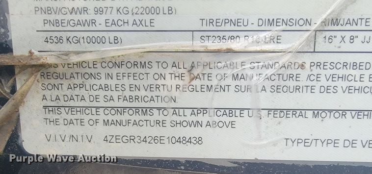 image for item JL9438 2014 Load Trail  equipment trailer