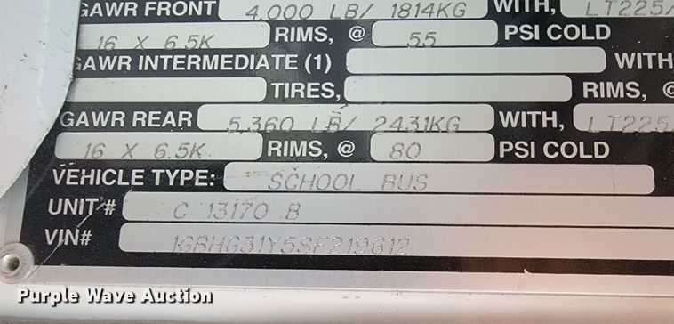 image for item JL9442 1995 Chevrolet G30  school bus