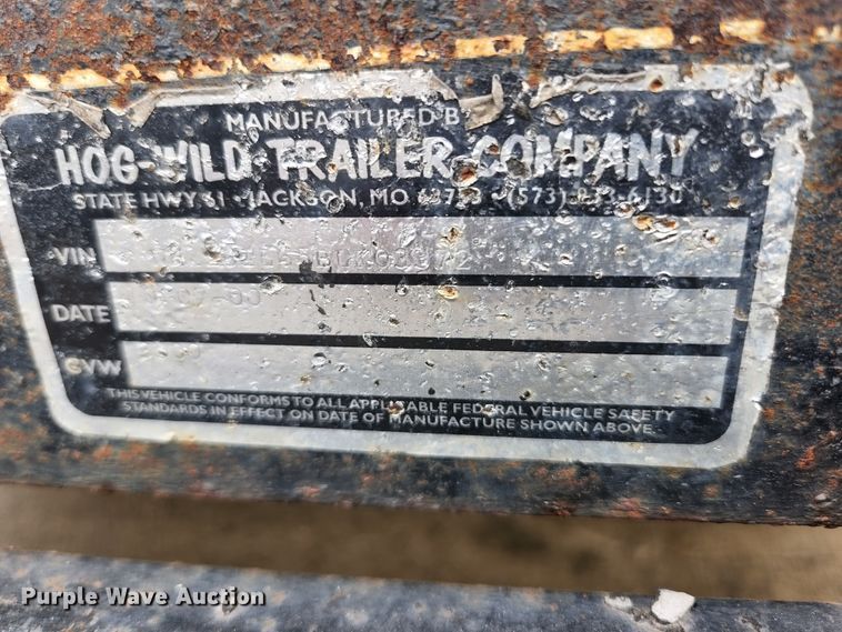 image for item JM9074 2001 Hog Wild Trailer Company  tilt deck utility trailer