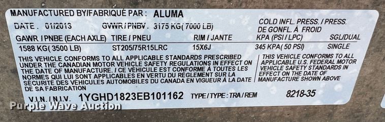 image for item KD9036 2014 Aluma 8218  utility trailer