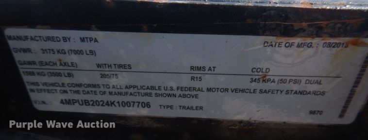 image for item KD9037 2019 Maxwell Ironstar  utility trailer