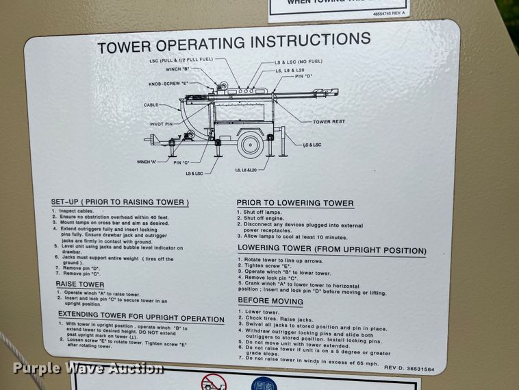 image for item KG9708 2013 Doosan LSCWKUB-60HZ-T4F  light plant