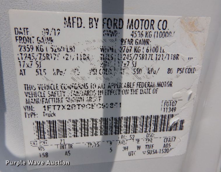 image for item KR9361 2012 Ford F250 Super Duty  SuperCab pickup truck