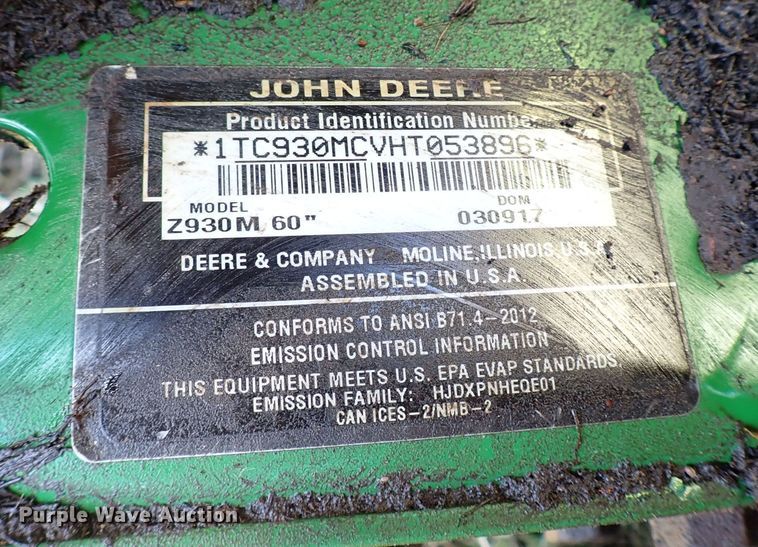 image for item MF9422 John Deere Z930M  ZTR lawn mower