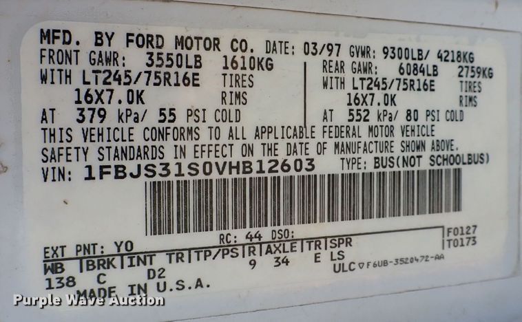 image for item MF9431 1997 Ford Club Wagon XLT  van