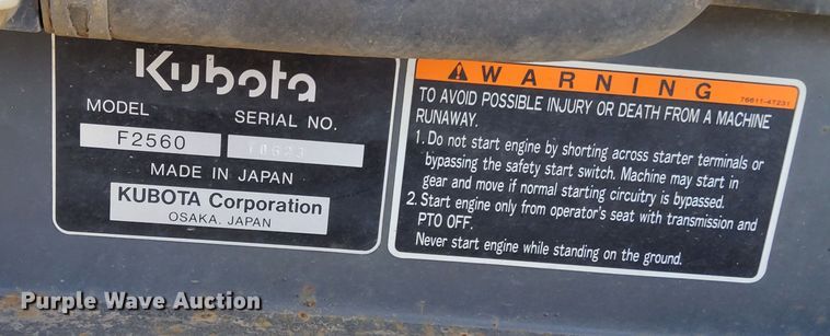 image for item MF9601 Kubota F2560  lawn mower