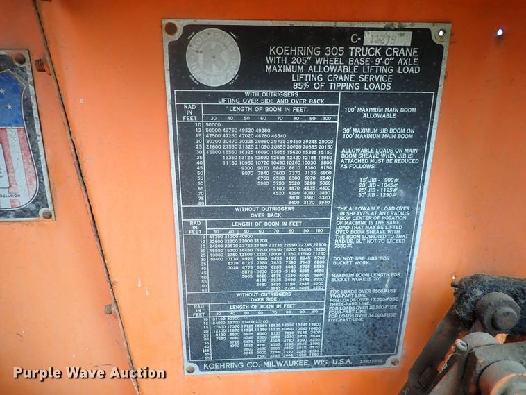 image for item DI1911 Koehring 305  crane