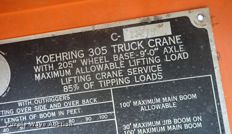 image for item DI1911 Koehring 305  crane