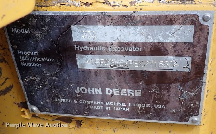 image for item DI1971 2014 John Deere 35G  mini excavator