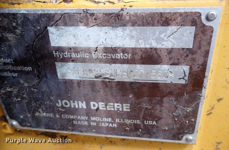 image for item DI1971 2014 John Deere 35G  mini excavator