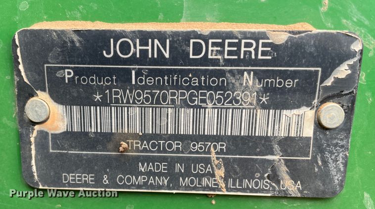 image for item DJ5128 2016 John Deere 9570R Scraper Special  4WD tractor