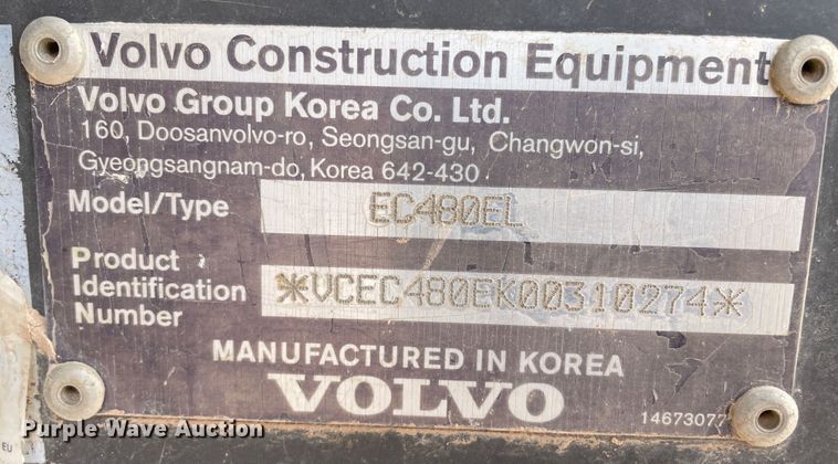 image for item DJ5141 2015 Volvo EC480EL  excavator