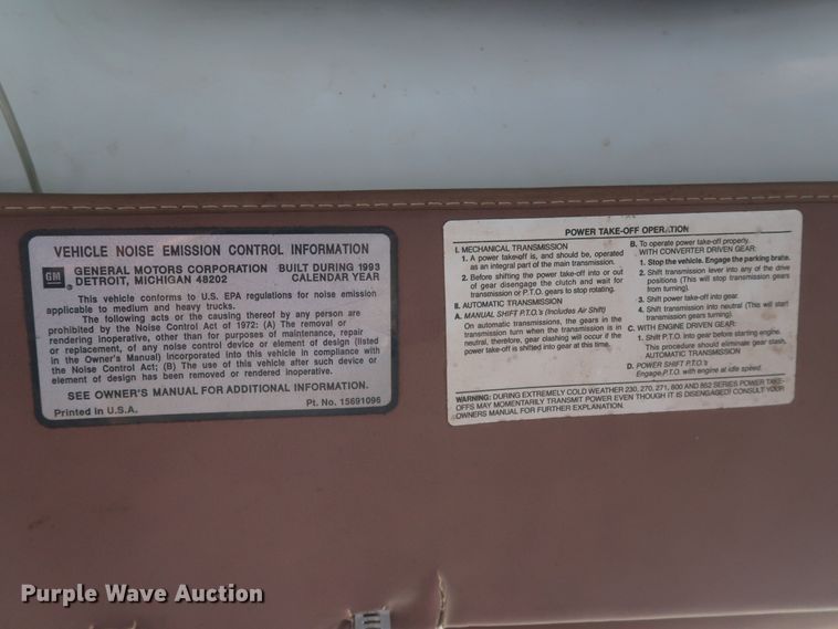 image for item DK3694 1993 Chevrolet Kodiak C6500  dump truck