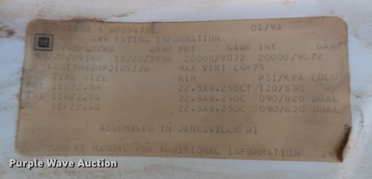 image for item DK3694 1993 Chevrolet Kodiak C6500  dump truck