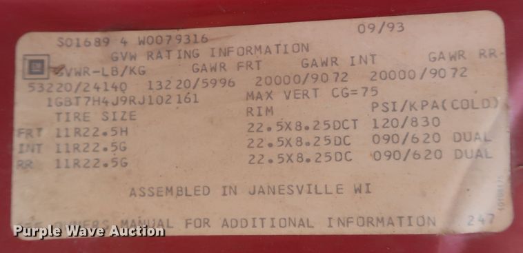 image for item DK3702 1994 Chevrolet Kodiak C6500  dump truck