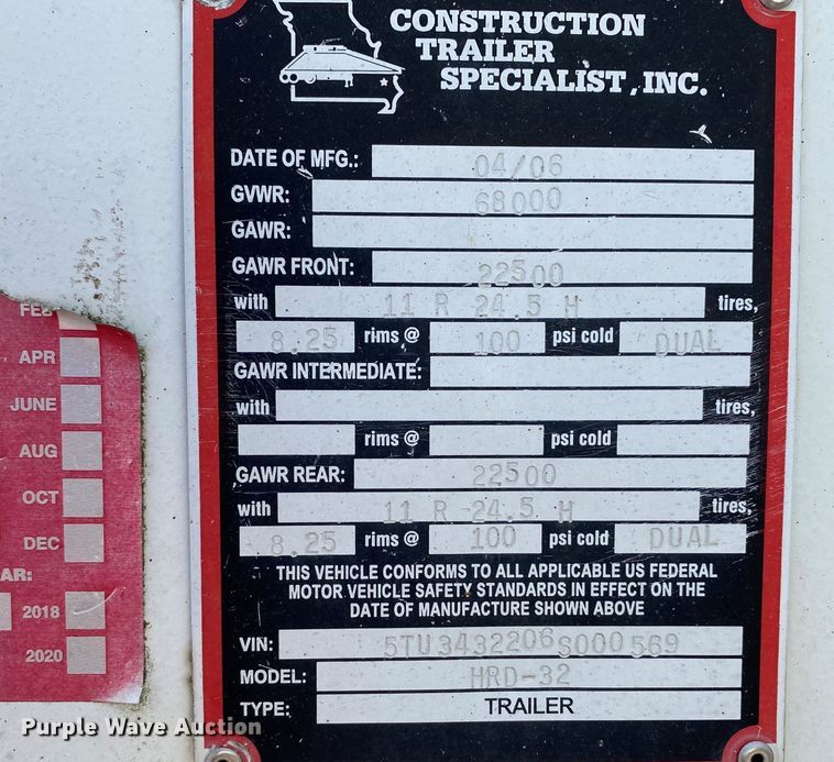 image for item DM4118 2006 Construction Trailer Specialists HRD-32  end dump trailer