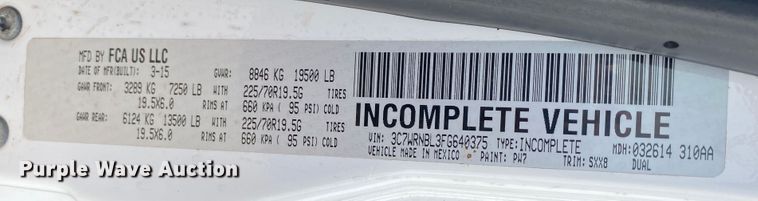 image for item DM4129 2015 Dodge Ram 5500HD  bucket truck