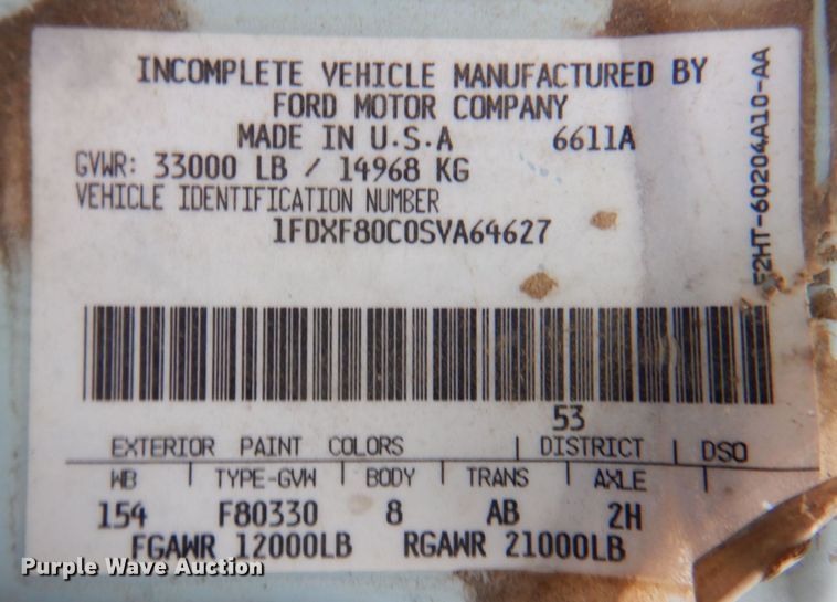 image for item DM6162 1995 Ford F800  dump truck