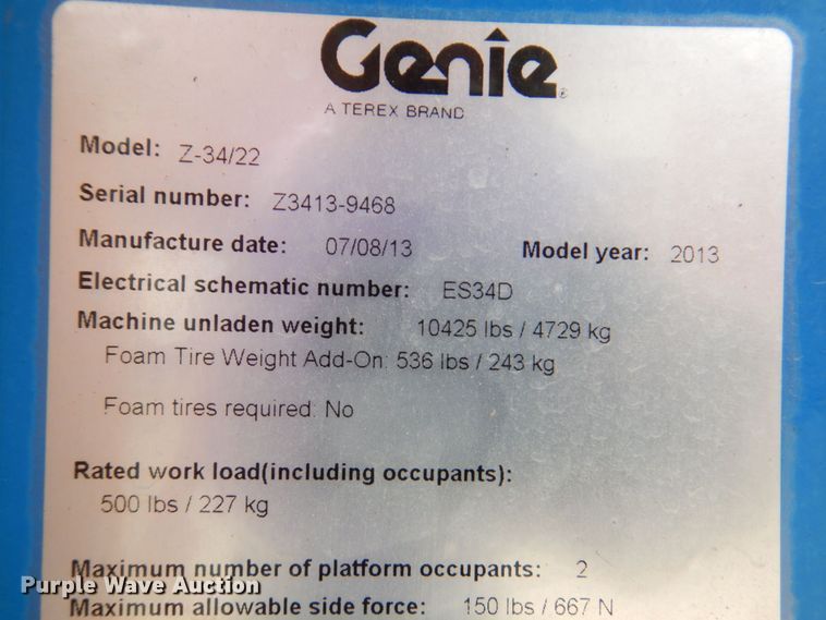 image for item DM6185 2013 Genie Z34/22  boom lift