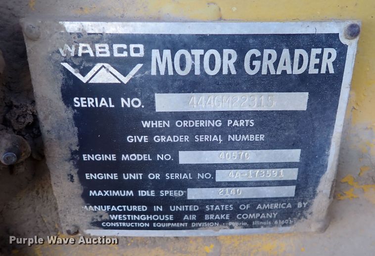 image for item DN6817 1971 Wabco 444  motor grader