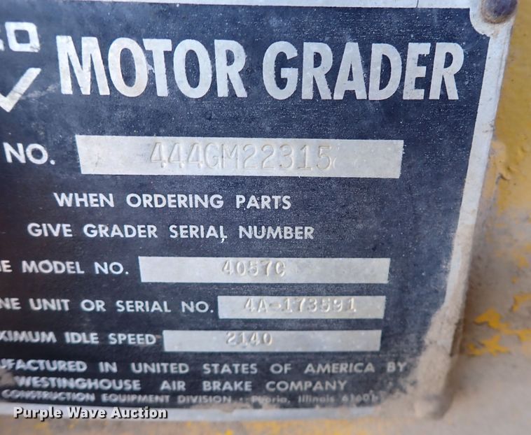 image for item DN6817 1971 Wabco 444  motor grader