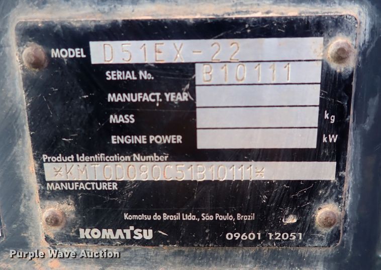 image for item DP4644 2007 Komatsu D51EX-22  dozer