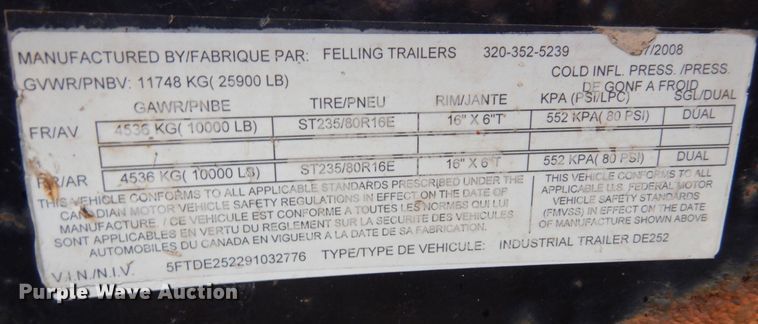 image for item DR0360 2009 Felling FT20-E  equipment trailer
